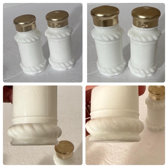 Lot‎ of 11 Milk Glass Spice Jars Twisted Rope Border Design-Apothecary-Vtg-Japan
